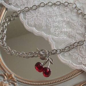 Red and Silver Cherry Charm Necklace!!